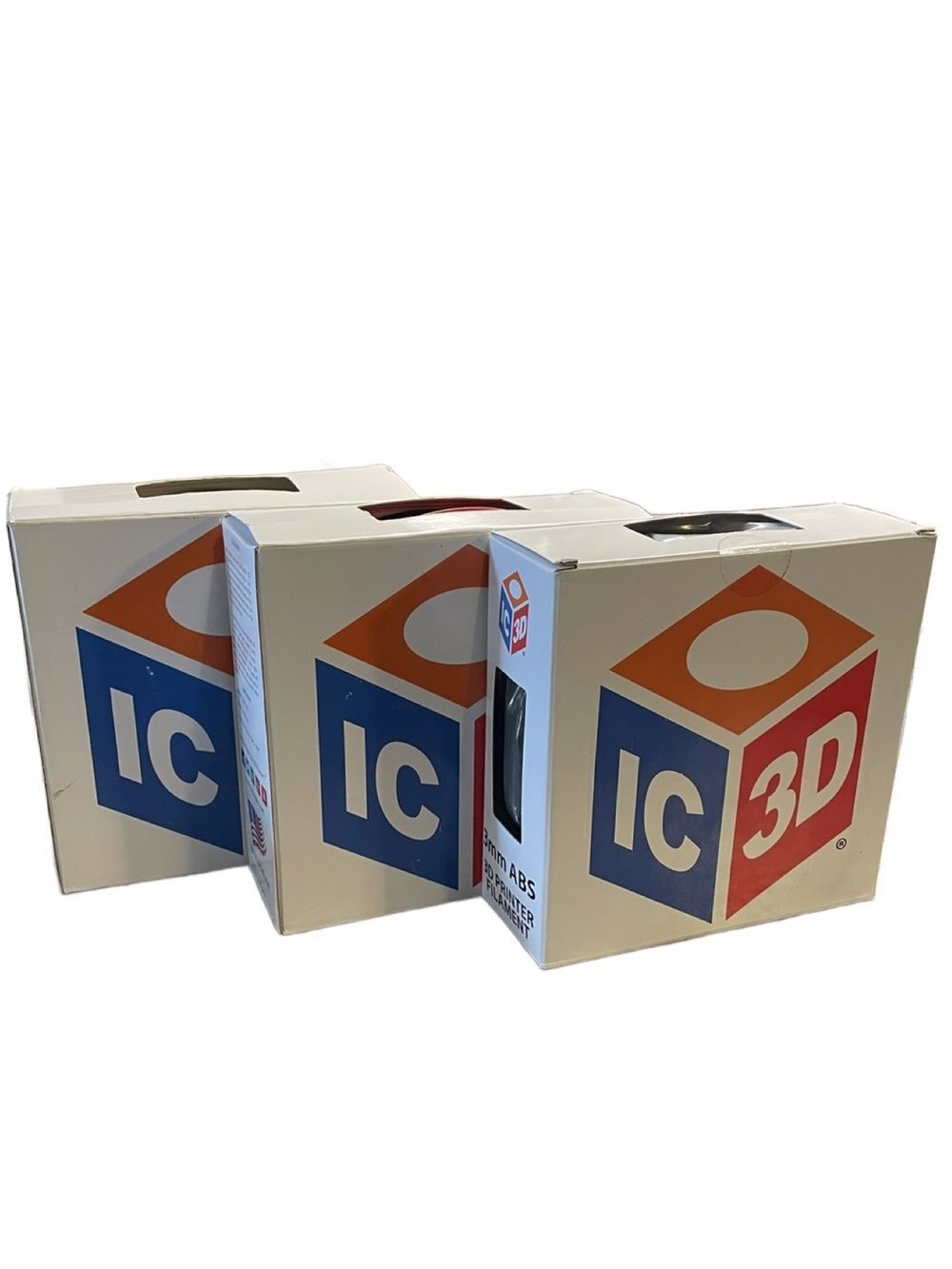 IC3D 3D Printer Filament Boxes - White, Blue, Red